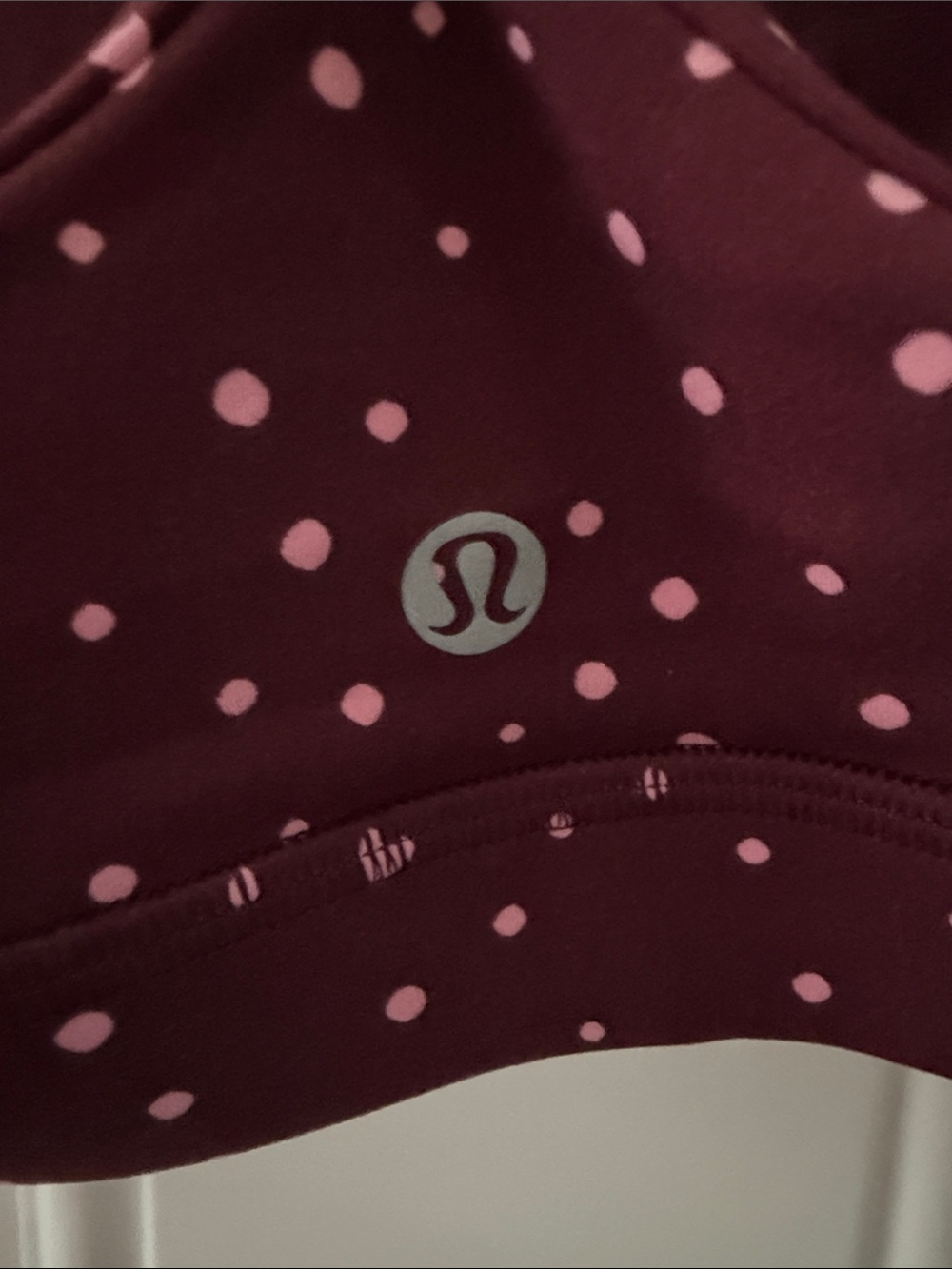 NWT size 14 - lululemon athletica Flow Y Nulu Bra A-C Burgundy Hearts Polka Dot - Picture 3 of 6